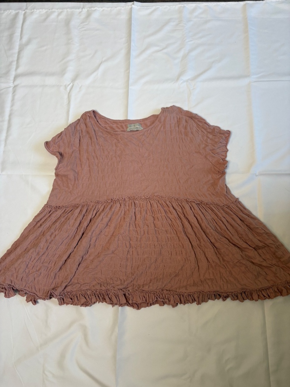 Urban Outfitters Babydoll Top Ruffle Peplum Textured Knit Dusty Pink Medium